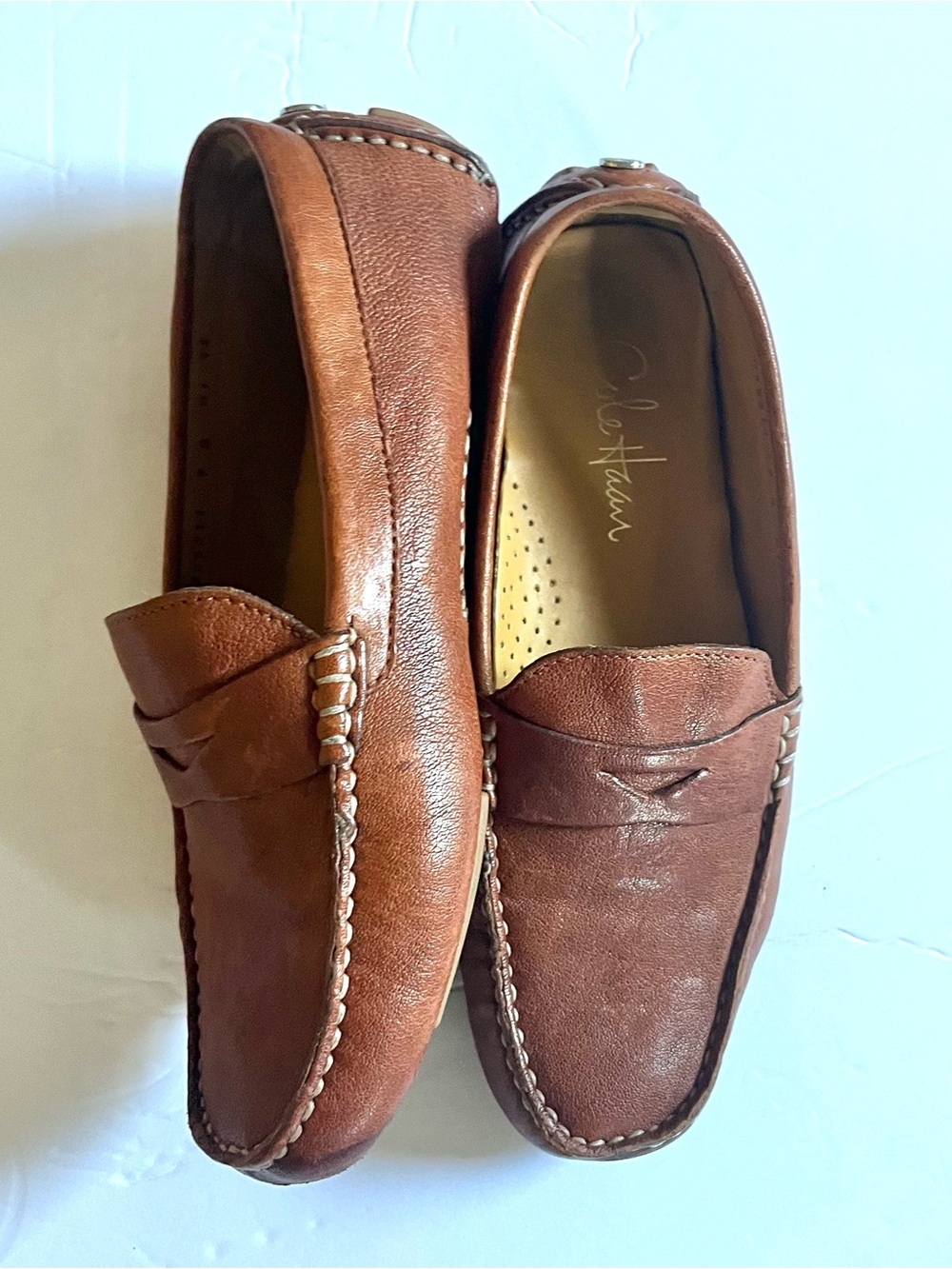 Cole Haan Tan Camel Leather Driving Moccasin-Penny Loafer Quiet Luxury Preppy 7